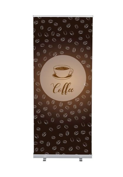 Showdown Displays Roll-Banner Budget 85 Komplettset Kaffee Englisch, RBB085LSFI306