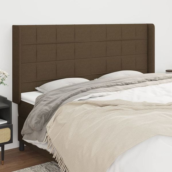 vidaXL Kopfteil mit Ohren Dunkelbraun 183x16x118/128 cm Stoff, 3119597