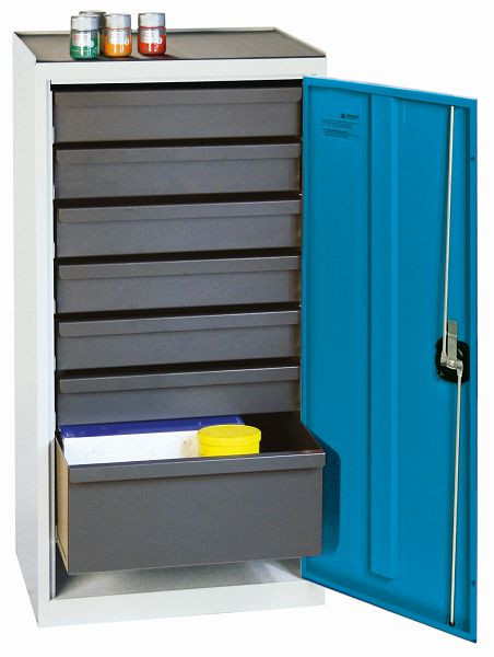 stumpf Werkzeugschrank, Höhe 100 cm, 6 Schubladen, 1 hohe Schublade, lichtgrau / lichtblau, 3001878
