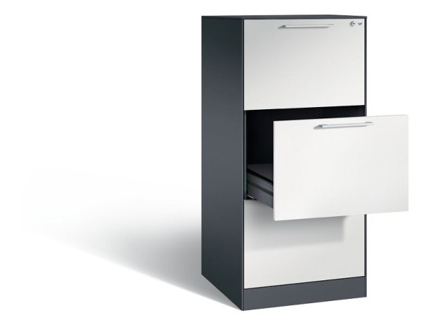 C+P Karteischrank Asisto, H1310xB562xT600mm, Farbe: Schwarzgrau / Lichtgrau, Bügelgriff, 146224-321 S10038