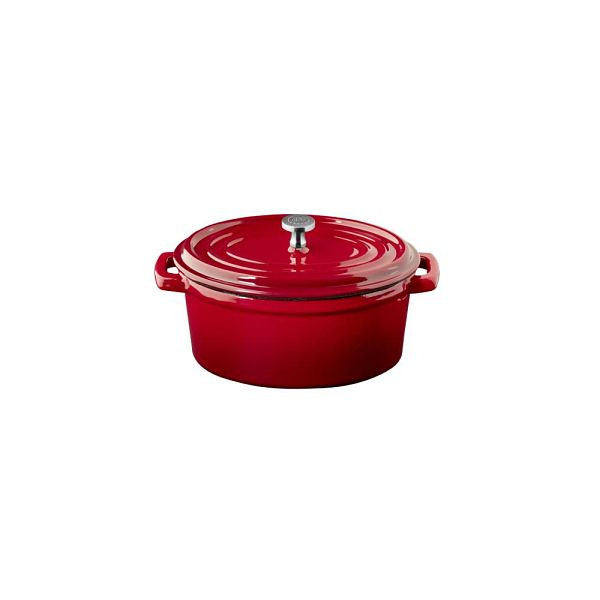 APS Mini-Serviertopf mit Deckel 5 STARS - Gusseisen emailliert, 0,45 Liter, rot, induktionsgeeignet, 88333