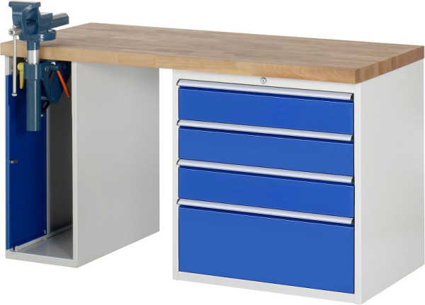 RAU Werkbank Serie 7000 - Modell 7610-2, B1500 x T700 x H890 mm, Systemunterbau B1500 x T650 x H850 mm, 03-7610A2-157B4M.11