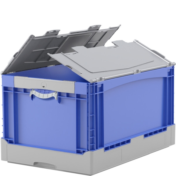 BITO KlappboxEQD64321L blau, Liftgriff Deckel, 400x332x600mm, 31475