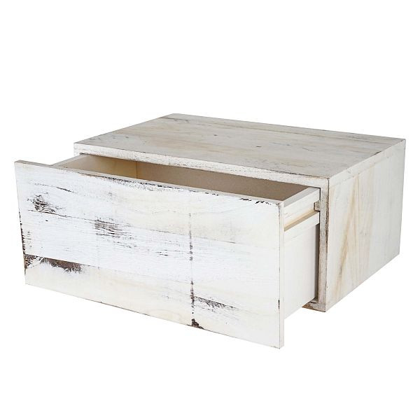 Mendler Wandregal HWC-C55, Schubladen-Regal, Shabby-Look Vintage, 21x46x30cm, weiß, 53403