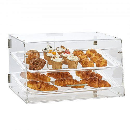 VEVOR 2-stöckige Gebäck-Vitrine, Kommerzielle Tabletts 510 x 350 x 35 mm, mit abnehmbaren Regalen, YKLMBZSJYKL2YEFSCV0