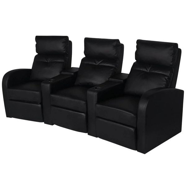 vidaXL Ruhesessel 3-Sitzer Kunstleder Schwarz, 242002, 8718475932512