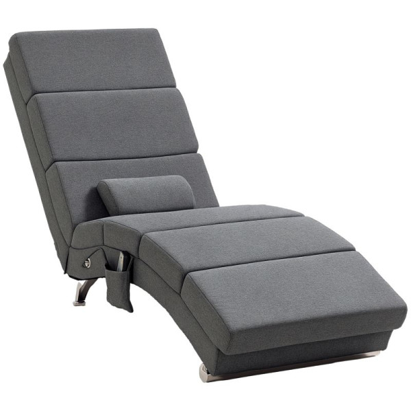 HOMCOM Massagesessel Relaxsessel Liegesessel 8 Vibrationspunkte, 5 Modi, 56 x 168 x 84 cm, Grau, 700-167V90CG
