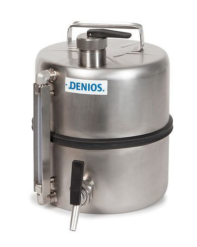 DENIOS Sicherheitsstandgefäß Edelstahl, mit Zapfhahn und Füllstandsanzeiger, 10 Liter, 125487