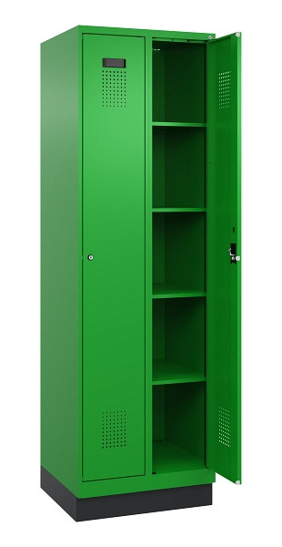 C+P Wäsche-Spind Evolo PLUS, mit Sockel, 2 Abteile, 1950x600x500mm, 6037/6037, Verschluss Zylinderschloss, Ablageböden 8, 049020-20B S10053