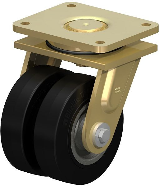 Blickle LSD-SE 160K-35 Stahlgeschweißte Schwerlast-Doppel-Lenkrolle, schwere Drehkranz-Ausführung, Elastik-Vollgummi, Schwarz, 616839