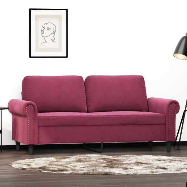 vidaXL 2-Sitzer-Sofa Weinrot 140 cm Samt, Füllung: Schaumstoff, 359533