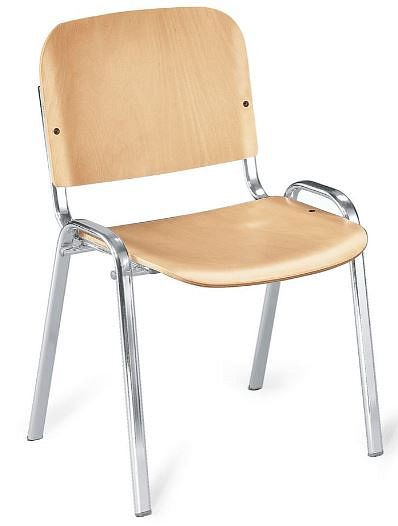 Deskin Besucherstuhl ISO HOLZ, 4-Fuß Gestell verchromt, Buchenschichtholz, 134553