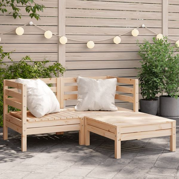 vidaXL Gartensofa 2-Sitzer mit Hocker Massivholz Kiefer, 838019