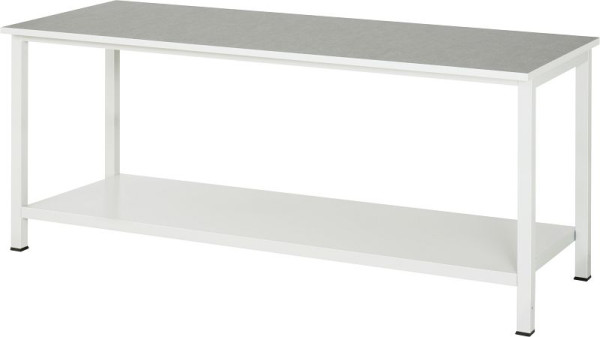 RAU Werktisch Serie 900, B2000xT800xH825mm, Oberseite mit Universal/Linoleum-Belag, mit Ablageboden unten, 650mm tief, 03-900-6-L25-20.12