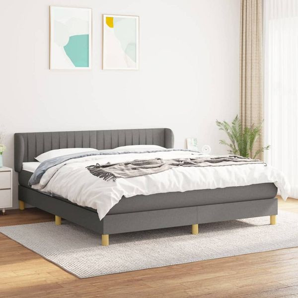 vidaXL Boxspringbett mit Matratze Dunkelgrau 180x200 cm Stoff, 3126982