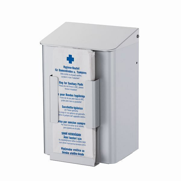Air Wolf Hygieneabfallbehälter mit Beutelspender, Serie Omikron II, H x B x T: 325 x 212 x 184 mm, Aluminium eloxiert, 35-773