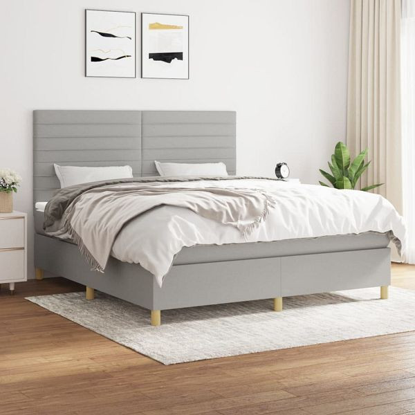 vidaXL Boxspringbett mit Matratze Hellgrau 180x200 cm Stoff, 3142433