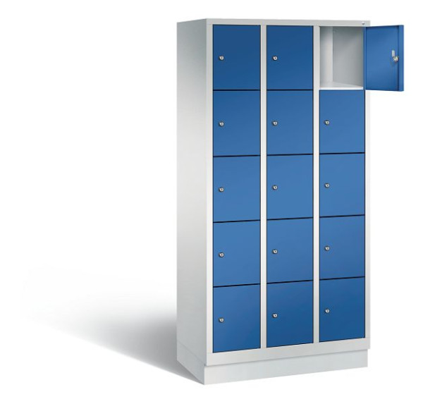 C+P Schließfachschrank Evolo, H1800xB900xT500mm, Farbe: Lichtgrau / Enzianblau, 48020-305 S10002