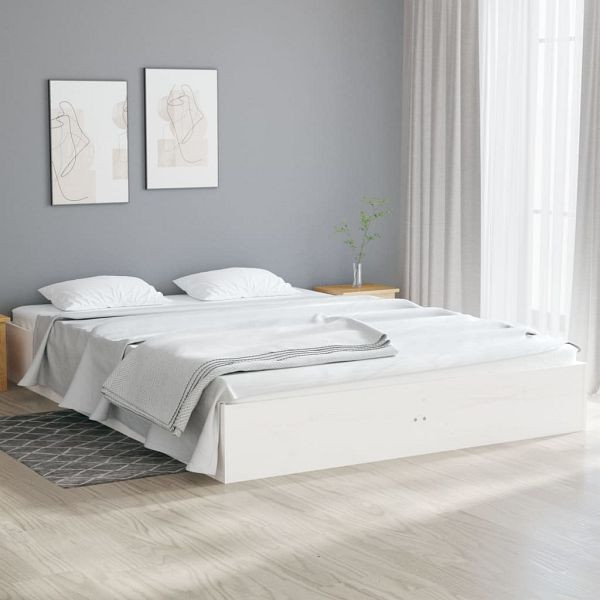 vidaXL Massivholzbett Weiß 135x190 cm, 820078, 8720287067641