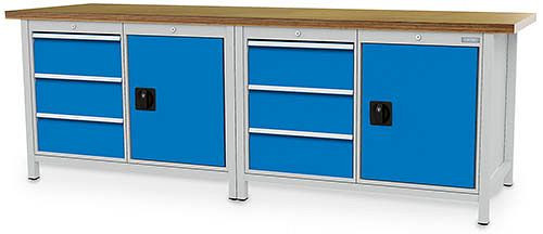Bedrunka+Hirth Kastenwerkbank Serie 2500 R18-24, 6x200mm, Schubladen-Vollauszug 100%, 2500 x 750 x 959 mm, 03.25.3131V9