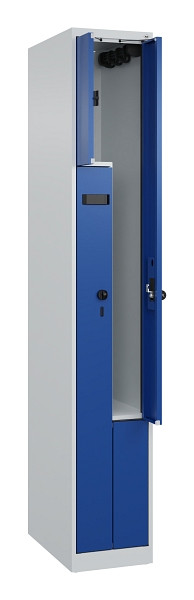 C+P Z-Spind Evolo PLUS, 2 Fächer, 1850x300x500mm, 7035/5010, Drehriegel, 049003-102 S10013