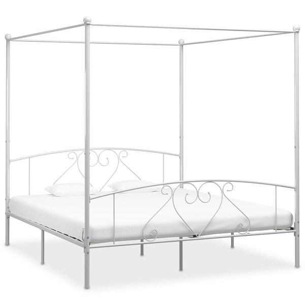 vidaXL Himmelbett-Gestell Weiß Metall 180 x 200 cm, 284431
