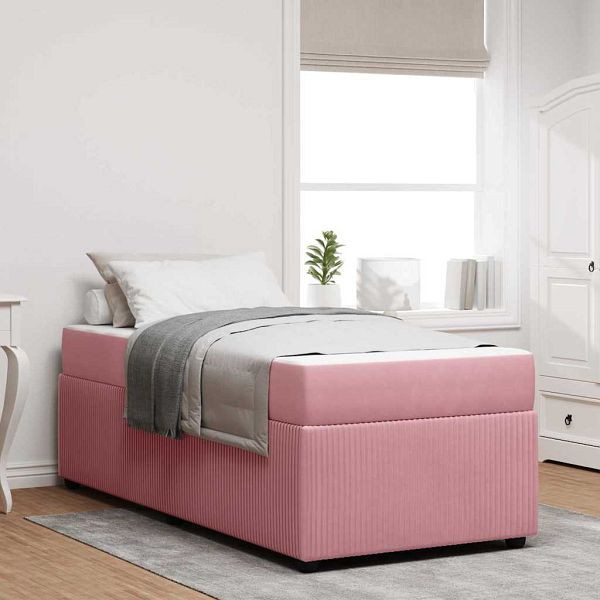 vidaXL Bettgestell mit Matratze mit Matratze Rosa 90 x 190 cm Samt, 3398339