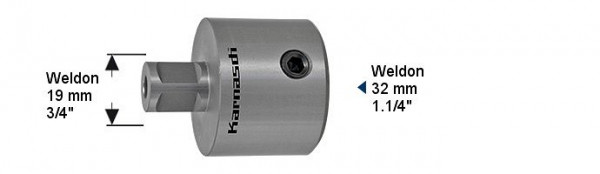 Karnasch Adapter Weldon 19 auf 32 Bohrung 7,98mm, VE: 2 Stück, 201386