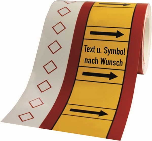 Schilder Klar Rohrleitungsbänder, Text nach Wunsch, 33000x90 mm Folie selbstklebend, 8110/90