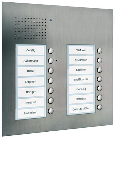 TCS Audio Außenstation Serie PUK 14 Klingeltasten (rechtsbündig), 2-spaltig, UP Edelstahl, PUK14/2-ES