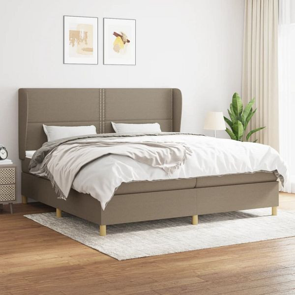 vidaXL Boxspringbett mit Matratze Taupe 200x200 cm Stoff, 3128473