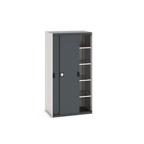 bott cubio Schiebetürenschrank bestückt, mit 4 Fachböden, BxTxH: 1050x650x2000mm, Anthrazitgrau, 40021141.19V