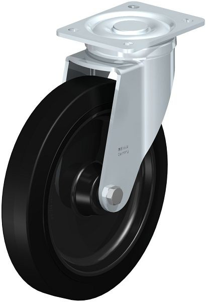 Blickle LH-POEV 250XR Stahlblech-Lenkrolle, Schwerlast-Ausführung, mit Anschraubplatte, Elastik-Vollgummi, Schwarz, 851921