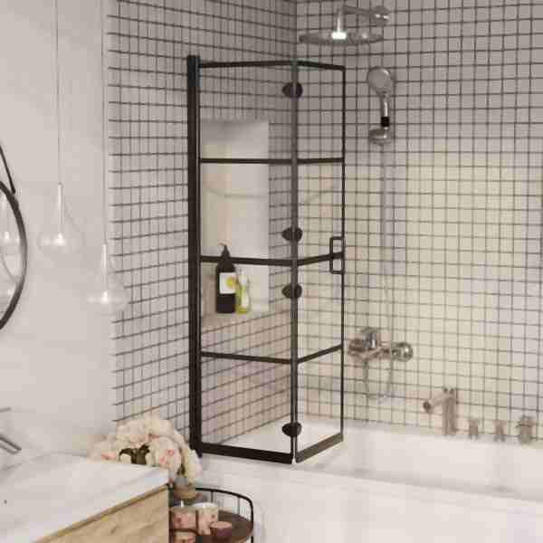 vidaXL Faltbare Duschkabine ESG 80x140 cm Schwarz, 150743