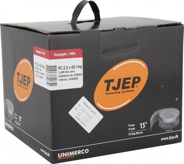 TJEP PC25/65 Rillennagel feuerverzinkt, Rundkopf, Box 1.600 Stück, PC Nägel, 839065