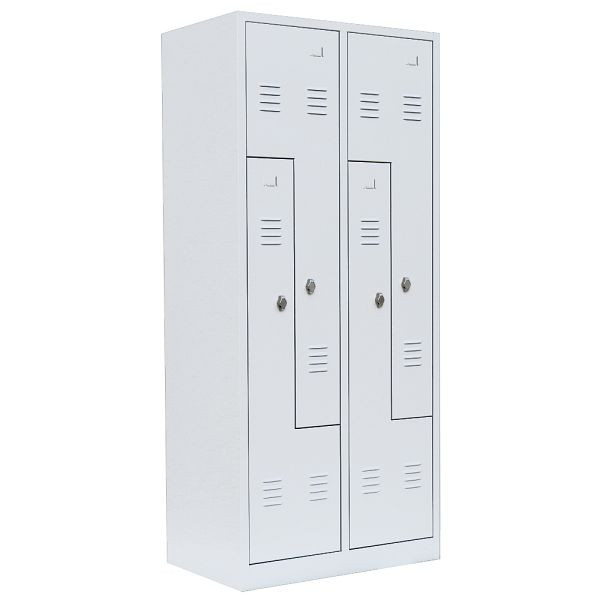 Lüllmann Stahl-Z-Kleiderschrank, 1800 x 800 x 500 mm, signalweiß, 525117