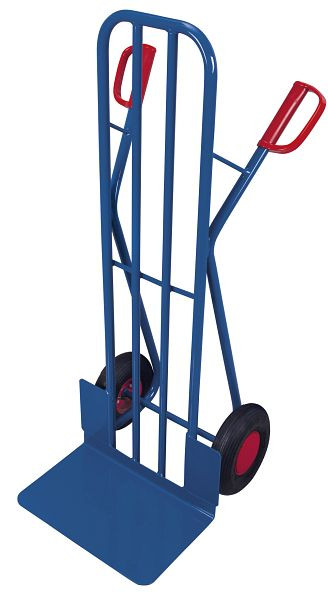 VARIOfit Stahlrohrkarre mit großer Schaufel, Außenmaße: 570 x 585 x 1.310 mm, RAL 5010 enzianblau, Radsatz: Luftbereifung, sk-710.213