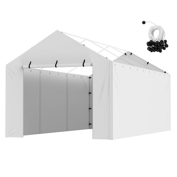 VEVOR Carport Garagenzelt 3 x 6 m, Zeltgarage, wasserdicht und UV-geschützt, Schuppen Auto, weiß, CKPB10X20FTB4WT93V0