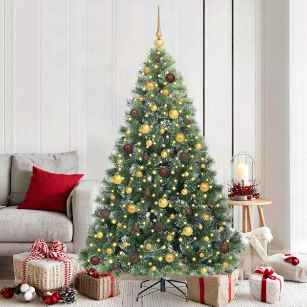 vidaXL Künstlicher Weihnachtsbaum mit 300 LEDs Grün 180 cm PE und PVC, 3397845