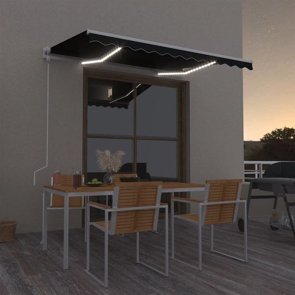 vidaXL Automatische Markise mit LED & Windsensor 350x250 cm Anthrazit, 3068894