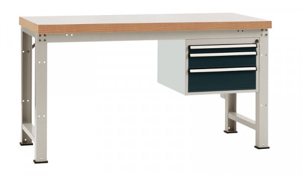 Manuflex Komplett-Werkbank Grund PROFI Standard mit Multiplex-Platte, BxTxH = 1500 x 700 x 840 mm, Anthrazit, WP5414.7016