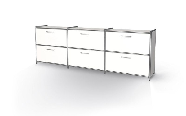 Kerkmann Sideboard breit mit 2 Schubfächern für 2 OH, Artline, B 2360 x T 380 x H 780 mm, Weiß, (Montage), 13791813-1
