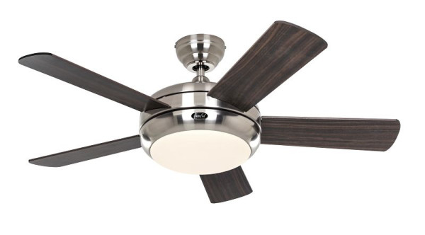 CasaFan Deckenventilator Titanium 105 Chrom gebürstet-Massivholz Nussbaum gebeizt/Kirsche mit Fernbedienung, 9510562