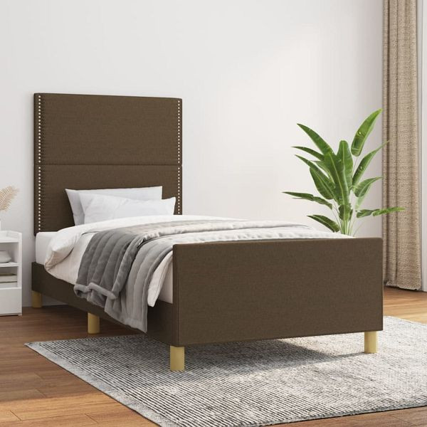 vidaXL Bettgestell mit Kopfteil Dunkelbraun 90x200 cm Stoff, 3124947