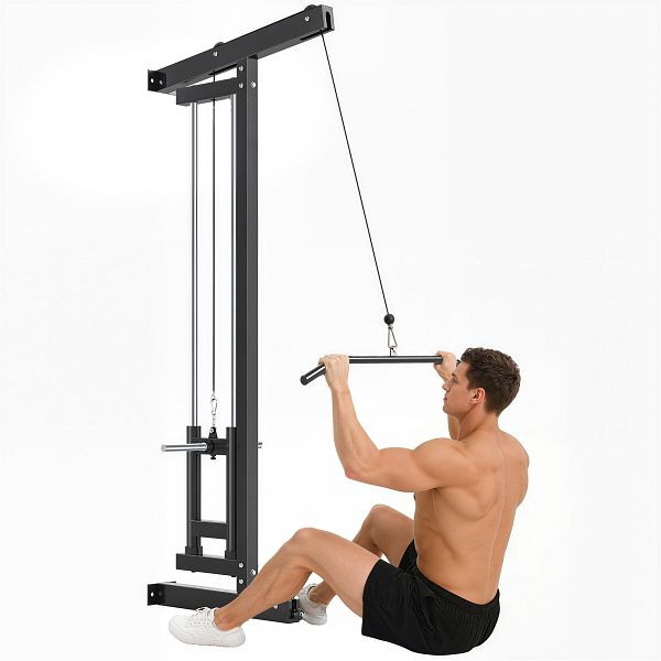 SPORTNOW Rudermaschine für Training, wandmontiertes Fitnessgerät, Kabelmaschine für Heimfitnessstudio, Stahl, Schwarz, A91-399V00BK