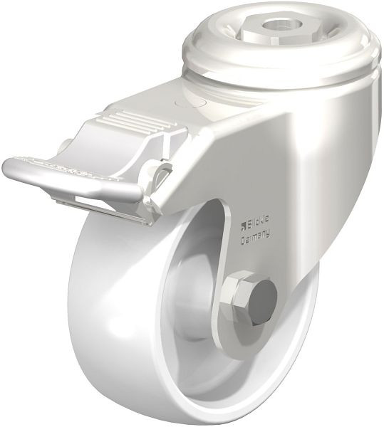 Blickle LKRXA-PO 80G-11-FI Edelstahl-Apparate-Lenkrolle mit Rückenloch & Feststeller, Polyamid, Weiß, 758427