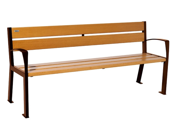 Procity Sitzbank Silaos 5 Holzlatten, 1800 mm, Mit Armlehne, Holz & Stahl, helle Eiche/Rost Korken Effekt, 209512.S025.CHEC