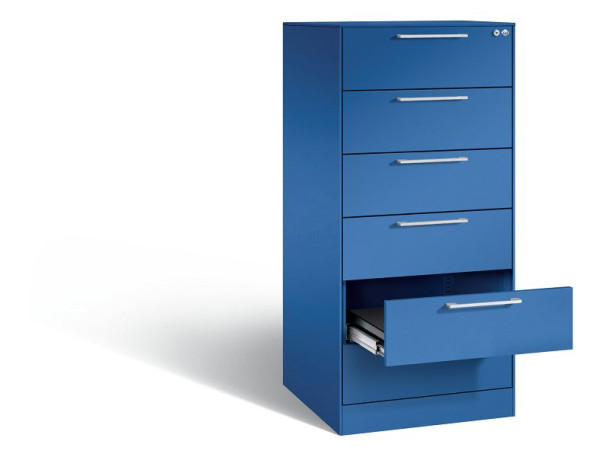 C+P Karteischrank Asisto, H1310xB562xT600mm, Farbe: Enzianblau, Bügelgriff, 146224-622 S10047
