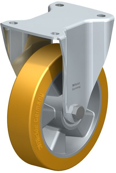 Blickle BH-ALTH 180K Stahlblech-Bockrolle, Schwerlast-Ausführung, mit Anschraubplatte, Blickle Extrathane®, Hellbraun, 514224