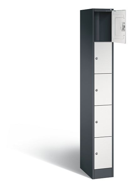 C+P Schließfachschrank Serie 8070, H1950xB240xT480mm, Farbe: Schwarzgrau / Lichtgrau, 80700-10 S10093